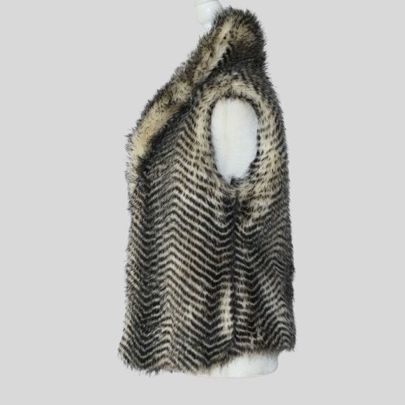 JACK Women's Faux Fur Vest Black Ivory Size M - Picture 2 of 9